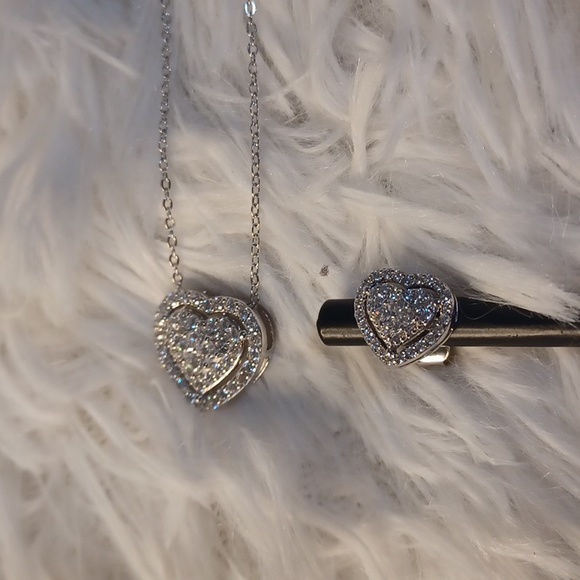 Radiance by Absolute Sterling Silver Heart Necklace and Earrings NEW - Picture 12 of 13